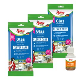 Poliboy XXL Glass Wet Wipes - Streak-free Cleaning Cloths for Glass Surfaces - Practical Window Cloths - 3 x 24 Wipes - With Product Sample - Made in Germany