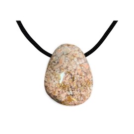 KRIO® 1 x gemstone pendant in size M – L as a pendant drilled for a leather cord – stone type – (moss agate pink)