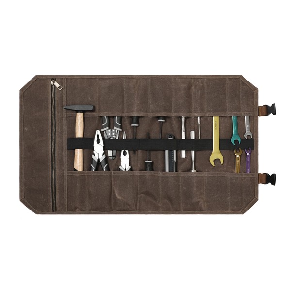 Canva Tool Roll, Heavy Duty 16oz Waxed Canvas Tool Roll