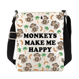FUSTMW Monkey Gifts Monkey Crossbody Bag Monkeys Make Me Happy Gift for Monkey Lovers Phone Purse with Adjustable Strap, Monkey Body Bag