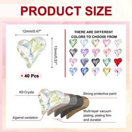 MECCANIXITY 40 Pcs 3D Heart Transparent Nail Rhinestones 12x13mm K9 Glass Crystal Rhinestones Pointed Back Crooked Heart Gems for Nail Charm Art DIY Decoration Craft