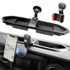 Magnetic Jeep Phone Mount for 2018 2019 2020 2021 2022 2023 Wrangler JL JLU & Gladiator JT, Multi-Angle Phone Holder Dash Tray System Kit with Metal Extension Arm Rod Don't for Oil-Electric 4xe
