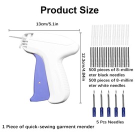 Stitchy Quick Clothing Fixer Micro Stitch Tag Gun Tool Easy for Garment Repairs Clothing Sewing Quilting Hemming Fine Stitching Tagging Clothes with 5 Needles 1000 Fasteners