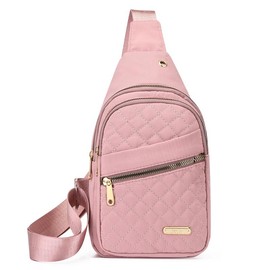 Maxoner Christmas pattern Chest Bag Waist Bag Large Capacity Unisex Shoulder Crossbody Bag - Color: Pink