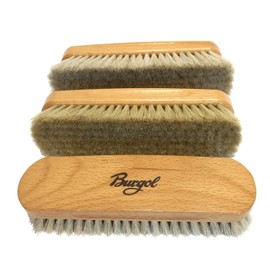 Burgol Brush Set Horsehair Brushes 15, 22, 30 mm Bright Bristles, White