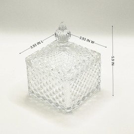 WHSLILR Body Powder Puff and Container - Glass Dusting Powder Container with 2 Soft Puffs – Vintage Powder Puff Case for Women & Girls (3.93x3.93x5.9 H in)-GRB009-Transparent