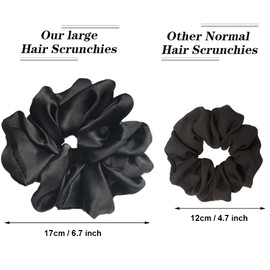 4 PCS Hair Scrunchies Big Satin Hair Bands Elastic Hair Bobbles Hair Scrunchy Colorful Soft Ponytail Holder Hair Ties Headband for Women Girls Hair Accessories, Solid Color