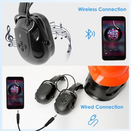 Aolamegs - Orejeras duras con Bluetooth - NRR 26db con cancelación de ruido para llamadas, música, protección auditiva (no compatible con el protector de cara completa forestal)