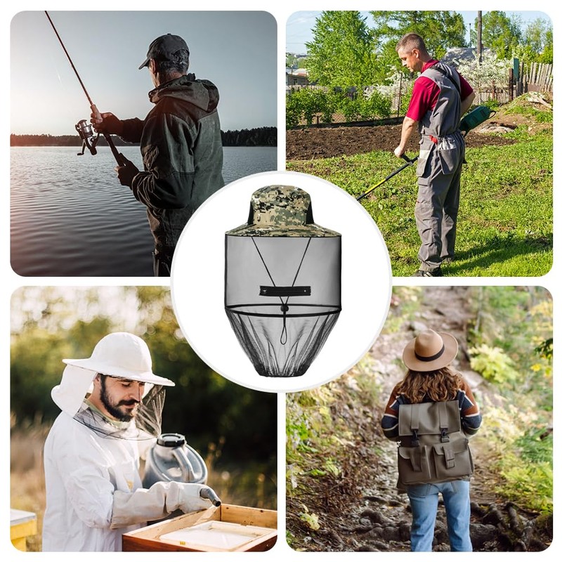 AOGOE Mosquito Head Net Hat, Mosquito Hat with Removable Netting,