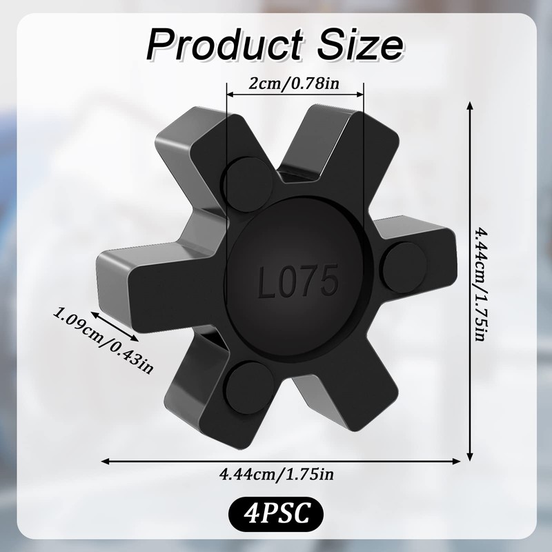 L075 Flexible NBR Rubber Spider Center Insert, 4 Pack Solid