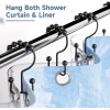 Titanker Black Shower Curtain Hooks Rings, Rust-Resistant Metal Double Glide