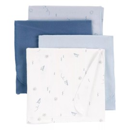 Carter's 4 Pack Blue Receiving Blankets 100 Cotton Soft Breathable Baby Swaddles