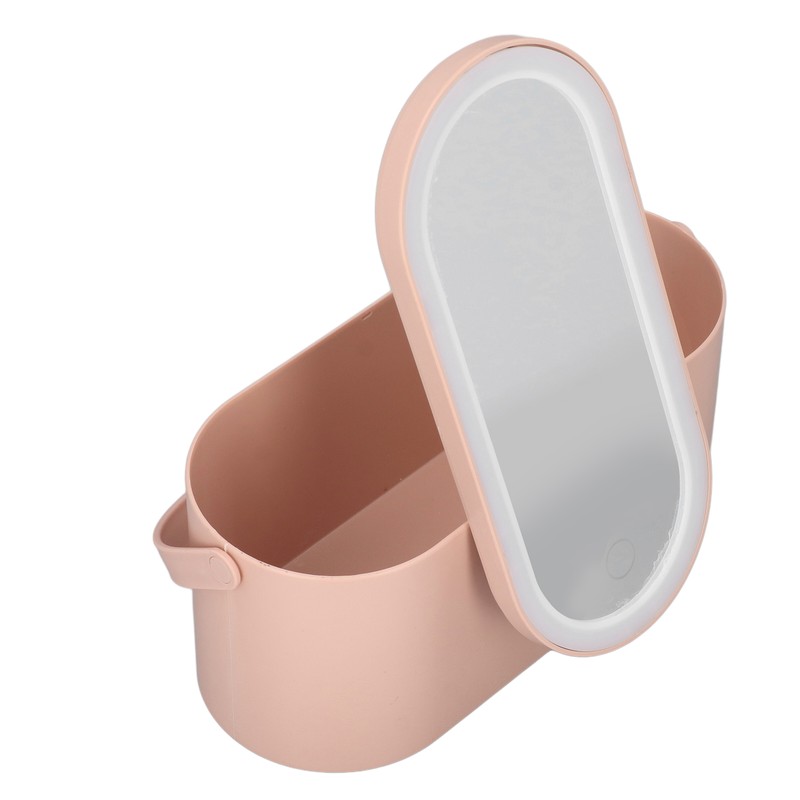 Makeup Case Rotatable Mirror Lid Dimmable LED Light Portable Cosmetic
