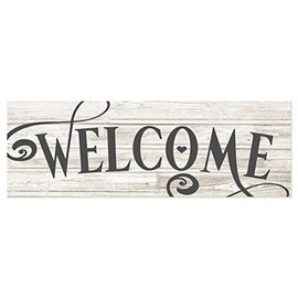 Welcome White Wood Rustic Style Wall Décor Sign 8x24