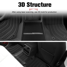 Pyniro Floor Mats for Toyota Tacoma 2024 2025 Double Cab Custom Fit TPE All Weather Floor Liners Front & Rear Seats | Fits SR/SR5/TRD Pro/Limited | NOT fit for Hybrid & Manual Transmission (Black)