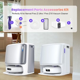 20 Pcs Accessories kit for NARWAL Freo Z10 Ultra/NARWAL Freo Z10 Robot Vacuum Cleaner, 1 Main Roller Brush, 6 Dust Bags, 4 Hepa Filters, 4 Mop Pads, 4 Side Brushes, 1 Clean Tool