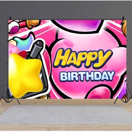 Kirbies Background Birthday Banner Backdrop for Kids Birthday Party Supplies Decorations (5x3ft)