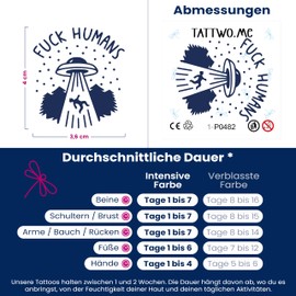 Tattwo.me 2 Week Waterproof Temporary Plant Tattoos - on People - EU Compliance - Vegetable Ink - Tattoo Pad Size: 5 x 5cm (P0482)