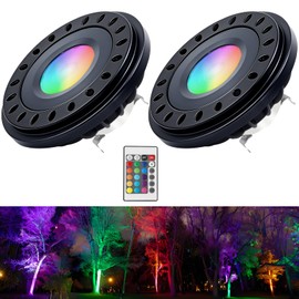 Noobibaba PAR36 LED Bulb Color Changing, RGB PAR36 LED Landscape Spotlight, PAR 36 LED Bulb 12V-24V 7W RGB+Warm White, 50W Par36 Halogen Bulbs G53 Base for Flood Light RV Track Light 600lm 2-Count