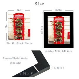 SESEAT 10x12 Picture Frame Set of 10, Display Pictures 10x12 Prints Without Mat, Wall Mounting, Black