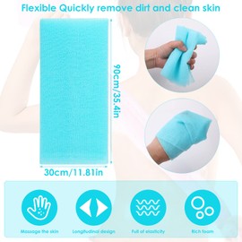 WLLHYF Exfoliating Cloth Nylon Japanese Scrub Shower Wash Cloth Body Shower Cleaning Multicolour Sponges Deep Clean Back Washer Spa Massage Bath Towel for Women Men Shower (Blue)