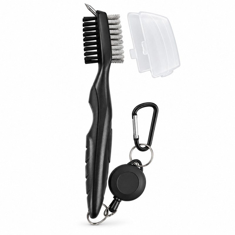 Golf Club Cleaning Brush with Lid, Dual-Sided Brush and Groove