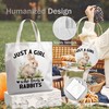 WAITPI Cute Rabbit Bunny Canvas Tote Bag Gifts for Women