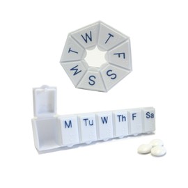 MEDISURE 7 Day Weekly Twin Pack REUSEABLE Durable Convenient Braille Pill Tablet Box CASE Holder Organisers (MS05819)