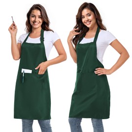 slqlgd 2 Pack Adjustable Bib Apron with 2 Pockets for men and women Waterproof and Oil Resistant Apron Cooking Kitchen Aprons Chef Green