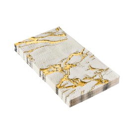 Silver Spoons Elegant Marble Disposable Napkins, Pack Includes 18 Wedding Napkins, Party Napkins Disposable Perfect For Dessert, Classic Dinner Napkins For Upscale Events, Christmas Napkins For Holiday Meal, Gold