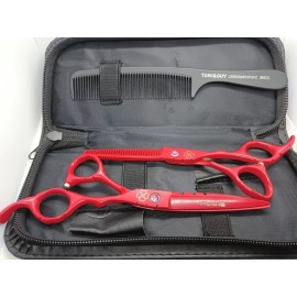 Ureshii Hanzo Tijeras Barbero-estilista 440 C, Ureshíí Hanzo, 6  Rojo