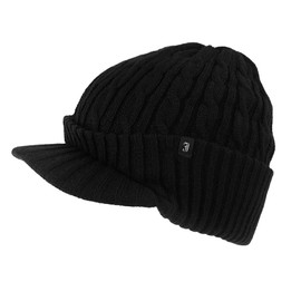 Jaxon & James Cable Knit Peaked Beanie Hat - Black One Size