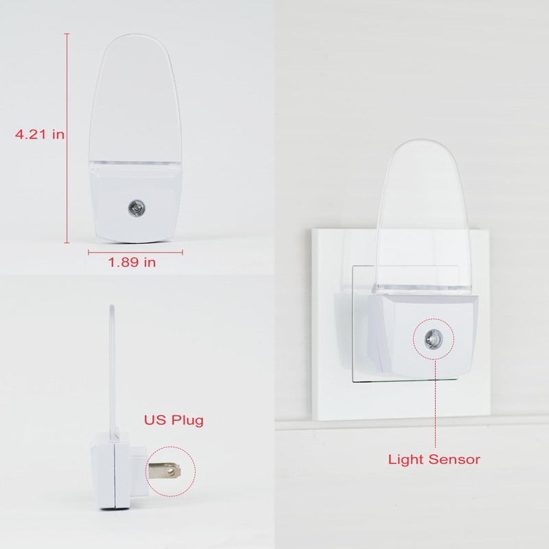 GREENIC Red Plug in LED Night Light 2 Pack Dusk