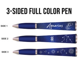 ANINKABOVE Zodiac Sign Ballpoint Pens (3-Sided Pen, Pack of 4) Zodiac Pen Gift, Cool Constellation Design, Zodiac Gifts Pretty Pens - Fancy Pens Great Astrology Gifts for Women and Men (Aquarius)