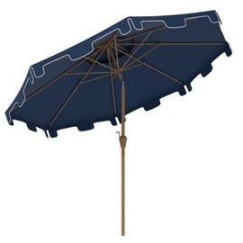 9' Patio Umbrella with Push Button Tilt and Crank, Double Top Ruffled Outdoor Market Shade Umbrella for Garden, Deck, Pool