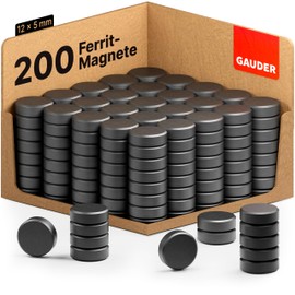 GAUDER Magnets for Magnetic Board (12 mm x 5 mm) | 200 x Strong Magnets for Whiteboard, Notice Board & Fridge | Magnets Black