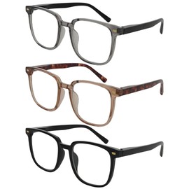 LookLux Oversized Reading Glasses for Women - 3 Pack Blue Light Readers Square Stylish Large Reading Glasses,1.5
