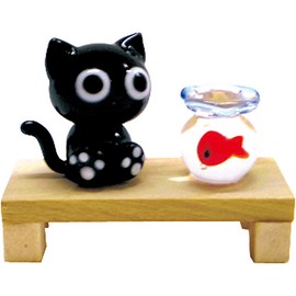 フォーカート かわいい 手作り ガラス細工 縁台 クロネコ