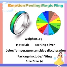 Emotion Feeling Magic Ring,Stainless Steel Ring for Women, Mood Sensitive Warm Color Changing Ring,Fashion Colorful Couple Ring
