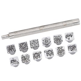 Zinc Alloy Stamp Tool Set with 12 Pieces Assorted Punch Head Tools for Printing Wood, Leather, Metal