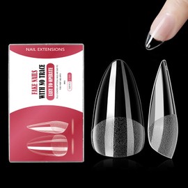 Pack of 500 Nail Tips, False Nails Tips Set, Full Cover Tips for Gel Nails, Clear Acrylic Nails, Artificial Fingernails, 12 Sizes, for Nail Salons and DIY Nail Art (Short Almond)