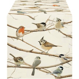 APELT Table Runner Winter World Cotton Birds Size 46 x 135 cm