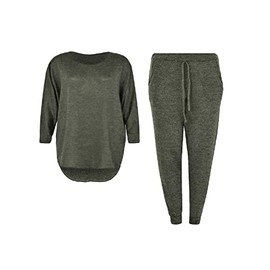 LUXFAB 2 Piece Track Suit Set High Low Top and Bottoms Casual Loungewear Sweatshirt Joggers Set