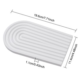 DELORIGIN Gesso Jewelry Plate White Cosmetics Jewelry Organizer Bathroom Vanity Tray Gesso Accessories Storage Plate Arch Trinket Display Tray for Earrings Necklace Photography Props