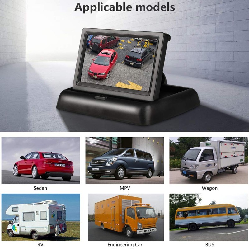4.3 Inch TFT LCD Car Monitor Foldable Monitor Display Reverse
