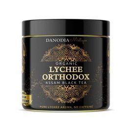 Danodia Foods Organic LYCHEE ORTHODOX ASSAM BLACK TEA (3.5oz/100g) 50+ servings | WILD FOREST Assam Tea Loose Leaf | Aromatic Lychee Flavor | Non GMO Hand-Picked & Home Made | Flavored Black Tea Loose