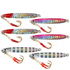 6pcs Fish WOW! 9oz Fishing Metal Vertical Speed jig 250g Knife Trolling Jig with Two Assist Hooks - 3 Colors -