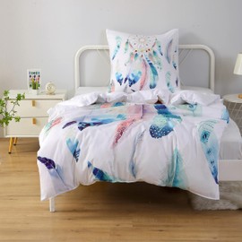 MUSOLEI Dreamcatcher Bed Linen 135 x 200 cm Girls Microfibre Polyester 3D Print Dream Catcher Duvet Cover 135 x 200 cm with 1 Pillowcase 80 x 80 cm Cute Decoration Bedding Set