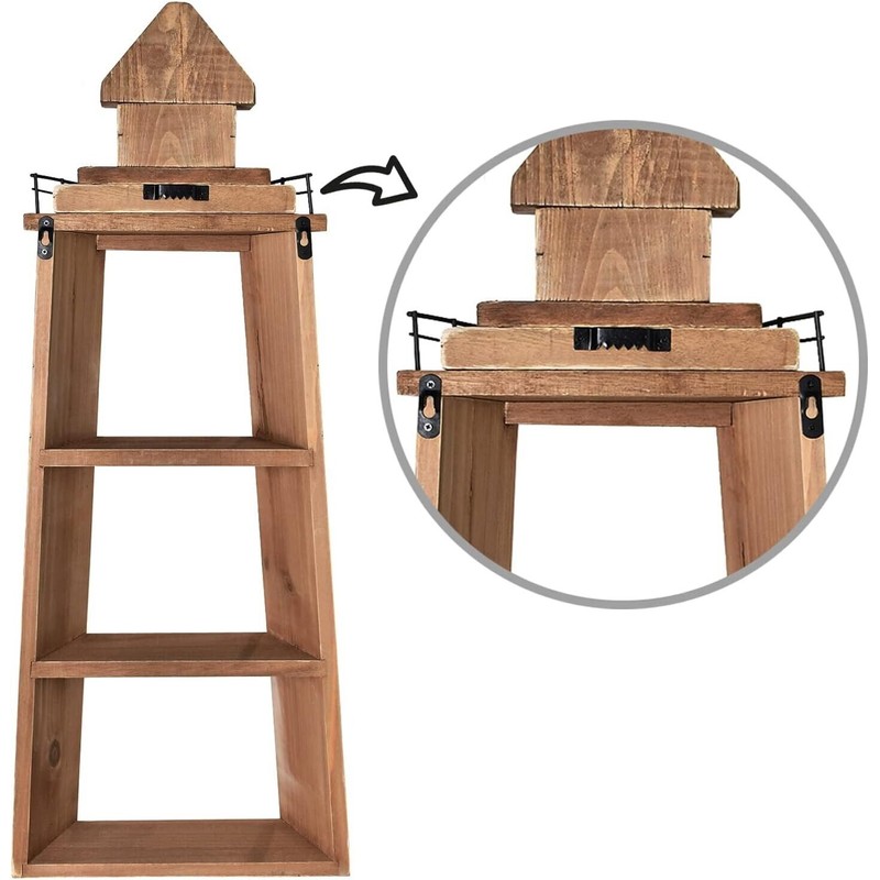 Aecipl Solid Wood Lighthouse Shelf Decorative Nautical Floating Shelves for