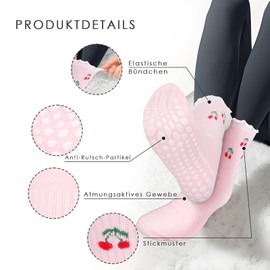 Kaempe 3 Pairs of Pilates Socks, Stopper Socks for Women, Yoga Non-Slip Socks with Nubs, Yoga Socks, Grip Socks, Non-Slip Socks for Reformer Pilates Fitness Ballet